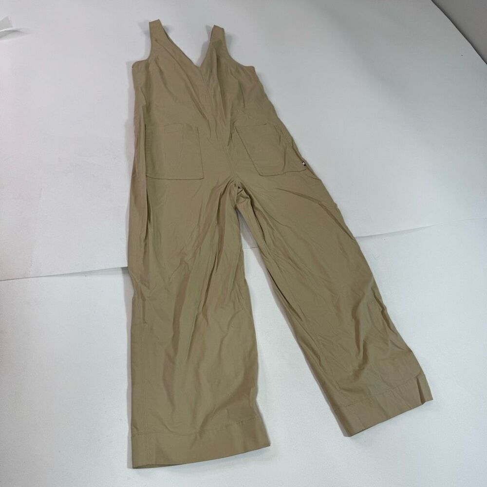 Kit & Ace Sidewalk Jumpsuit Women 10 Tan Relaxed Stretch Quick Dry Pants V Neck